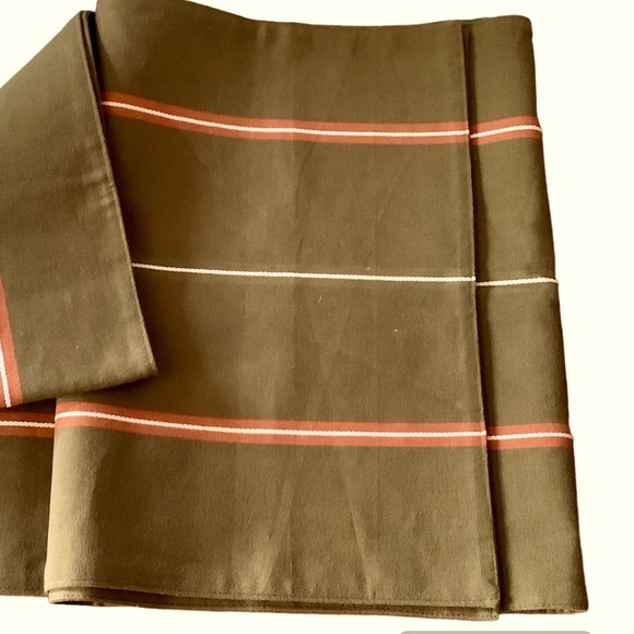 Olive Green And Orange Striped Table Runner 88” - Picture 2 of 2